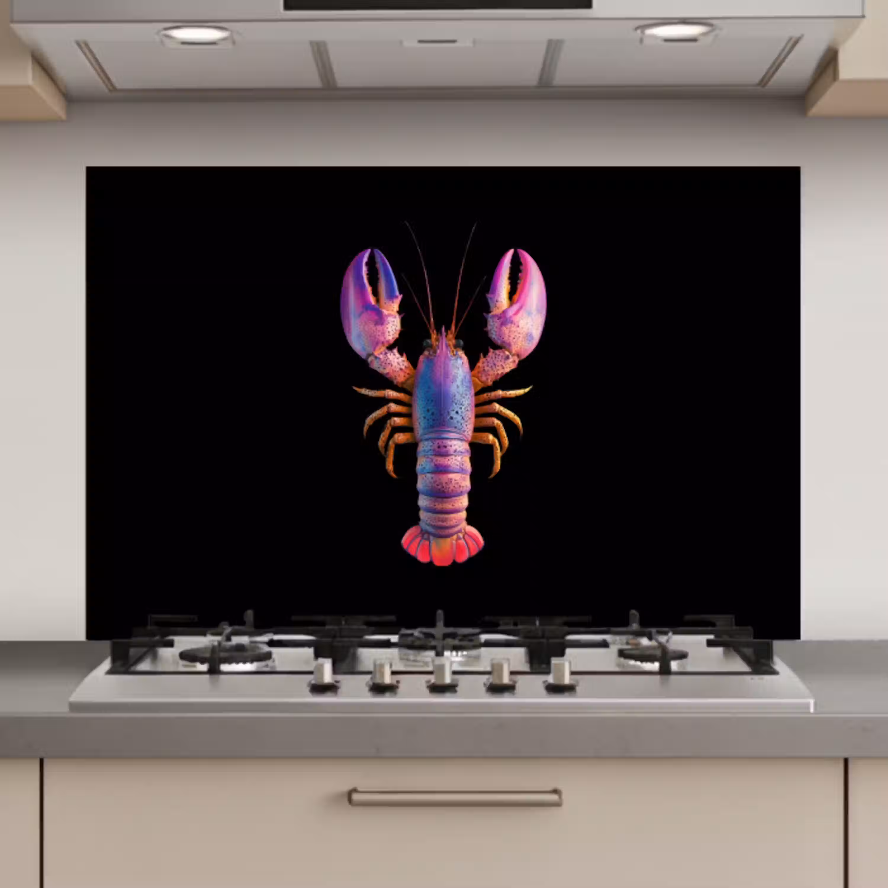 Kreeft - Paars - Roze - Zwart - Stippen - Lila keuken achterwand spatscherm klein -3d_website