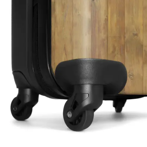 Lichtgele houten planken met rode accenten en noesten NBS - Handbagage koffer - Volwassenen Unisex middel -wiel