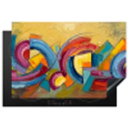 Abstract - Cirkels - Schilderij - Kleurrijk - Dynamisch Inductie beschermer vinyl 3mm klein -3d