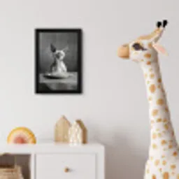 Sphynx - Kat - Dieren - Humor - Spaghetti - Zwart Wit fotolijst zwart zonder passe partout klein -usfeer4_kinderkamer