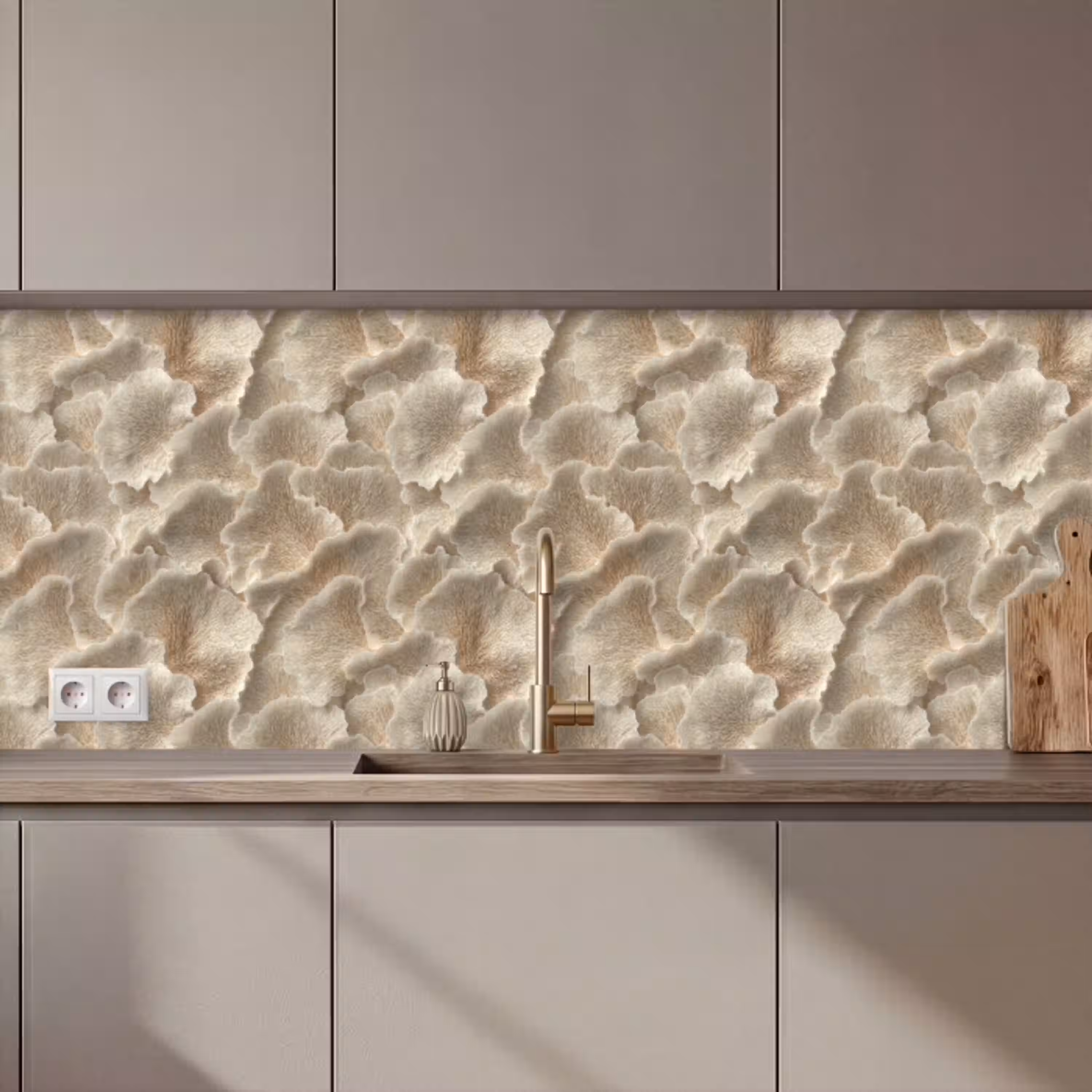 Waaierstructuren - Beige - Vezeltextuur keuken achterwand 2 middel 871 zz_3dshopping