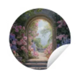 Doorkijk - Rozen - Vintage - Bloemen Wandcirkel tuinposter met ringen klein -3d