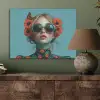 Vrouw - Blauw - Vlinder - Bloemen - Aesthetic PET vilt klein -sfeer2