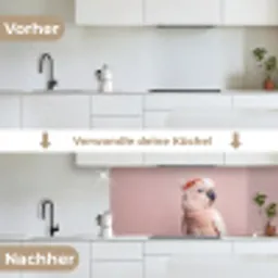 Kaketoe - Portret - Roze keuken achterwand 2 middel -voor-na_DE