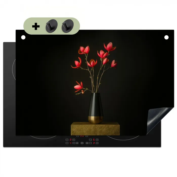 Rode - Bloemen - Vaas Inductie beschemer met haakjes klein -3d