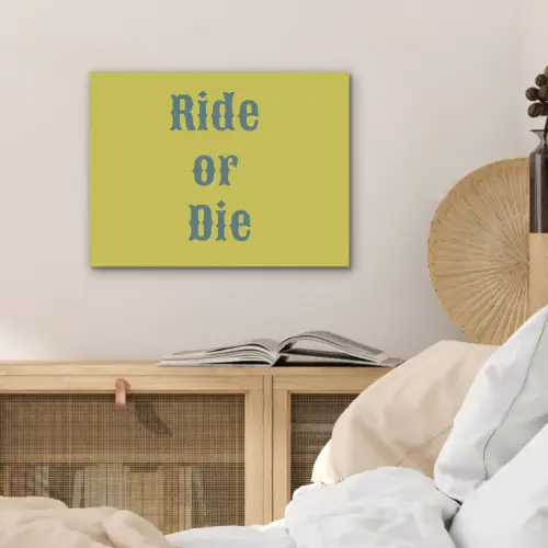 Ride or die - Geel - Blauw PET vilt klein -sfeer3