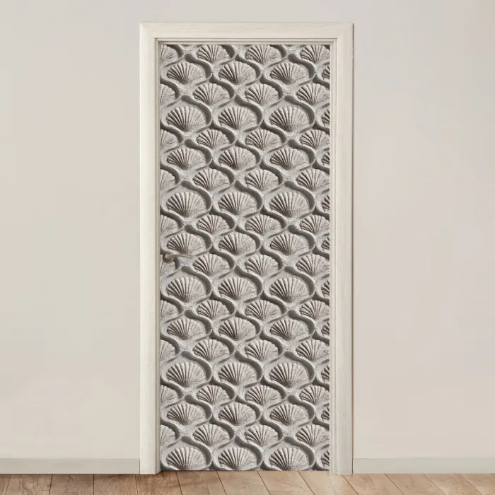 Zand - Schelpenvorm - Grijs deurposter klein 289 -3d_beige