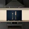 Bestek - Donkerblauw - Goud keuken achterwand spatscherm klein -sfeer1