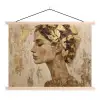 Vrouw - Goud - Abstract - Textuur textielposter latten blank klein -3d
