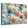 Zeesterren - Schelpen - Illustratie - Zand Textielframe zwart klein -3d