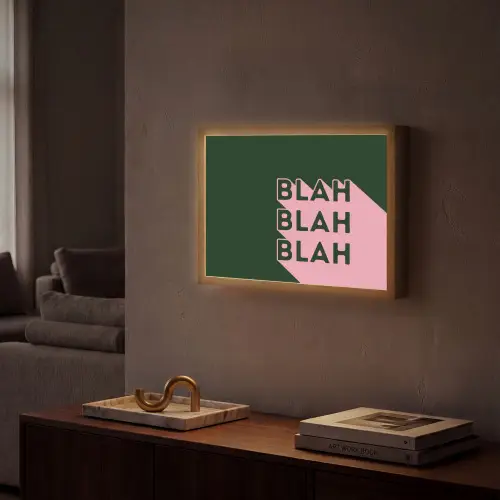 Donkergroen - Tekst - Schaduw - Grafisch Light Box met batterij (Wandlamp) middel -sfeer1