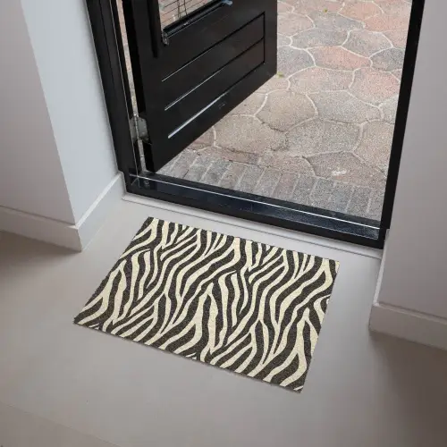 Zebra - Print - Klassiek - Zwart Deurmat klein 898 -sfeer5