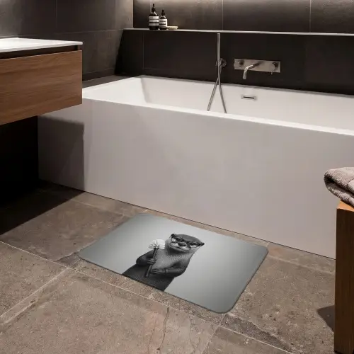 Otter - Wc-borstel - Bril - Zwart - Wit Badmat klein -sfeer3