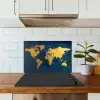 Wereldkaart - Goud - Donkerblauw keuken achterwand spatscherm klein -sfeer2