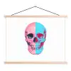 Schedel - Grafisch - Roze - Verdeeld textielposter latten blank klein -3d
