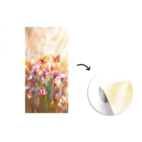 Vlinders - Oranje - Bloemen fotobehang vinyl groot -3d