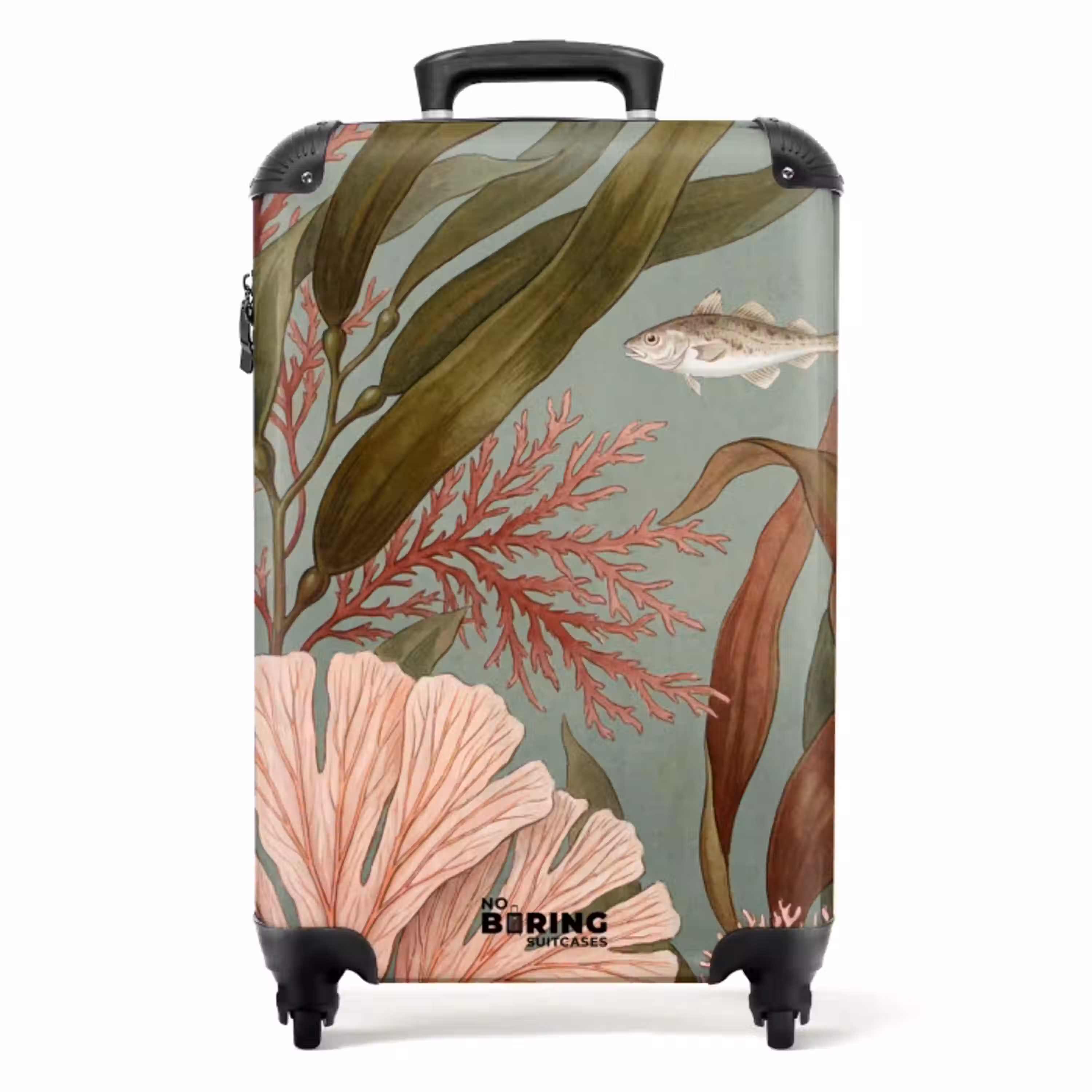 Onderwater - Planten - Vis - Vintage - Groen NBS - Handbagage koffer - Volwassenen Unisex middel -productfoto_recht