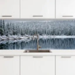 Bos - Reflectie - Meer - Winter - Serene keuken achterwand 2 middel -3d