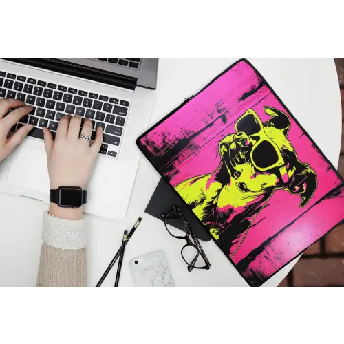 Hond - Zonnebril - Roze - Art laptophoes neopreen klein -bureau
