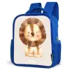 Leeuw illustratie met beige achtergrond Kinderrugzak - Blauw middel -schuin