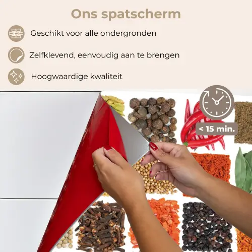 Vierkanten - Specerijen - Kruiden - Grafisch keuken achterwand spatscherm klein -spatscherm_NL