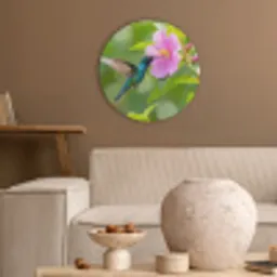 Kolibrie - Bloem - Natuur - Groen Akoestische PET Vilt - Rond klein -sfeer1