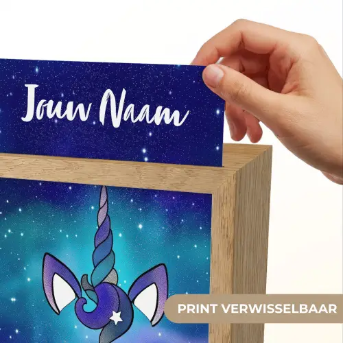 Eenhoorn - Sterrenhemel - Wimpers - Blauw Light Box met kabel (Kinderlampje) klein -USP_websiteprintNL