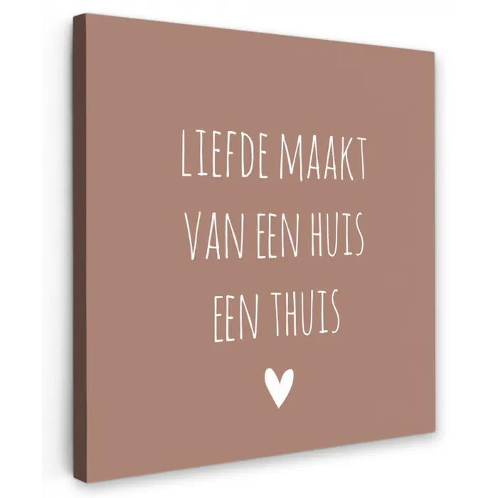 Spreuken - Liefde maakt van een huis een thuis - Quotes Tuinposter op houten frame 2 cm dik klein -3d