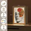 Gezicht - Cirkels - Kunst - Modern Light Box met kabel (Tafellamp) klein -USP_NL