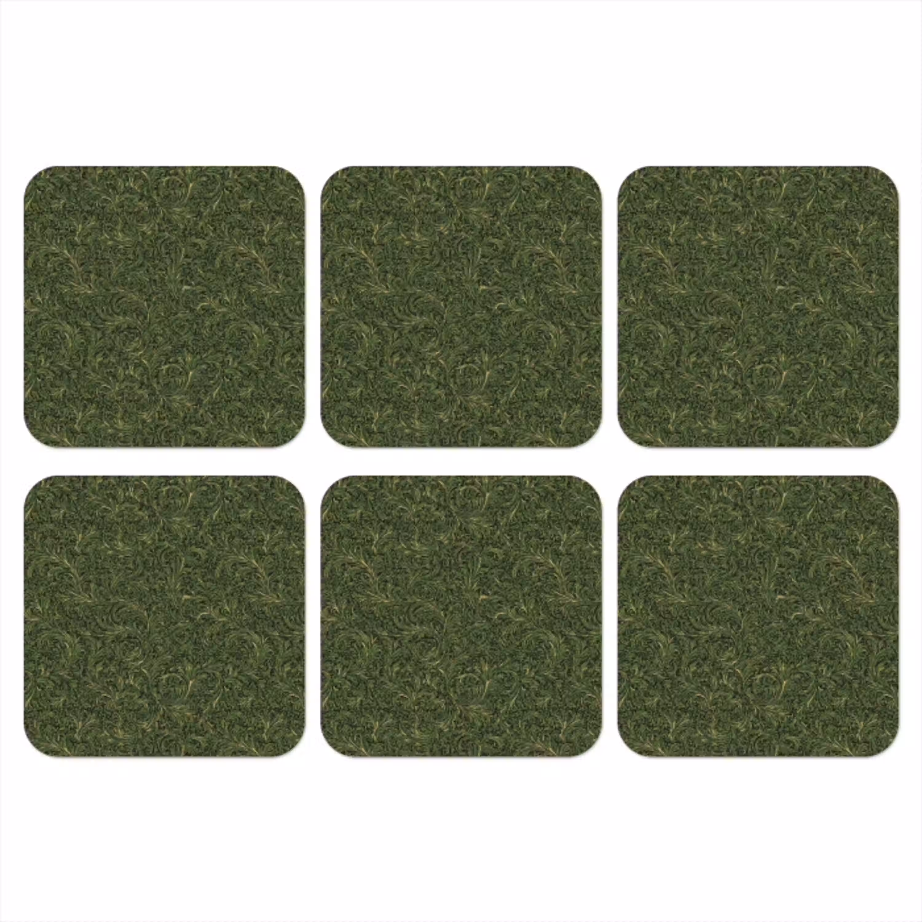 Donker - Groen - Krullend - Botanisch onderzetter kurk middel 366 -3d