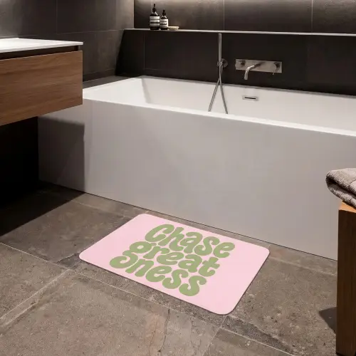 Chase greatness - Groen - Roze - Retro Badmat klein -sfeer3