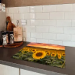 Zonnebloemen - Heuvellandschap - Geel Inductie beschermer vinyl 3mm middel -sfeer3
