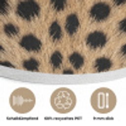 Vacht - Jachtluipaard - Zwart - Wit Akoestische PET Vilt - Rond klein -closeup_DE