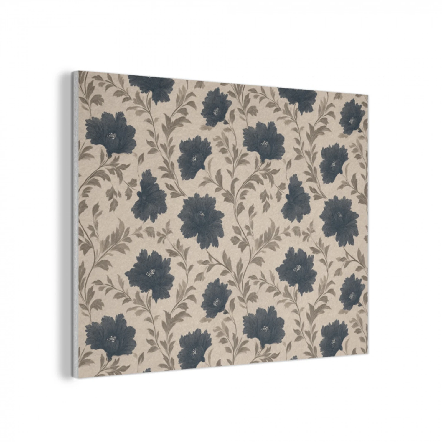 Motief - Bloemen - Zwart - Beige PET vilt klein 837 -3d