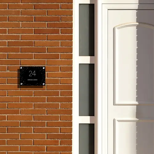 Zwart met stippen - Klassiek Naambord Rechthoek middel -sfeer3-rechthoek-S