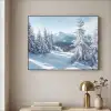 Winterlandschap - Natuur - Berg - Bomen - Sneeuw Textielframe zwart klein -sfeer2