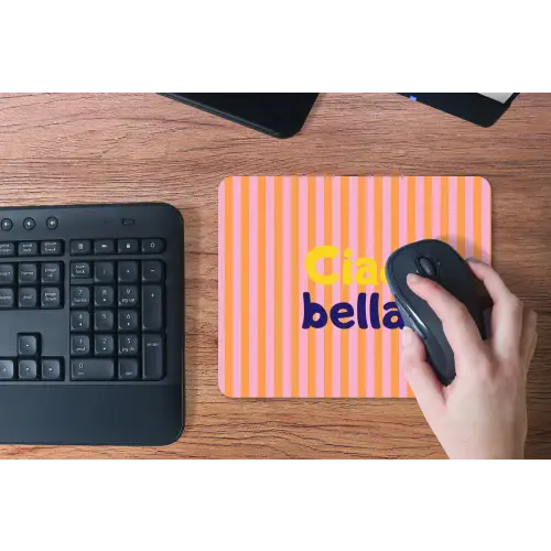 Verticaal - Strepen - Oranje - Ciao bella muismat rubber klein -toetsenbord