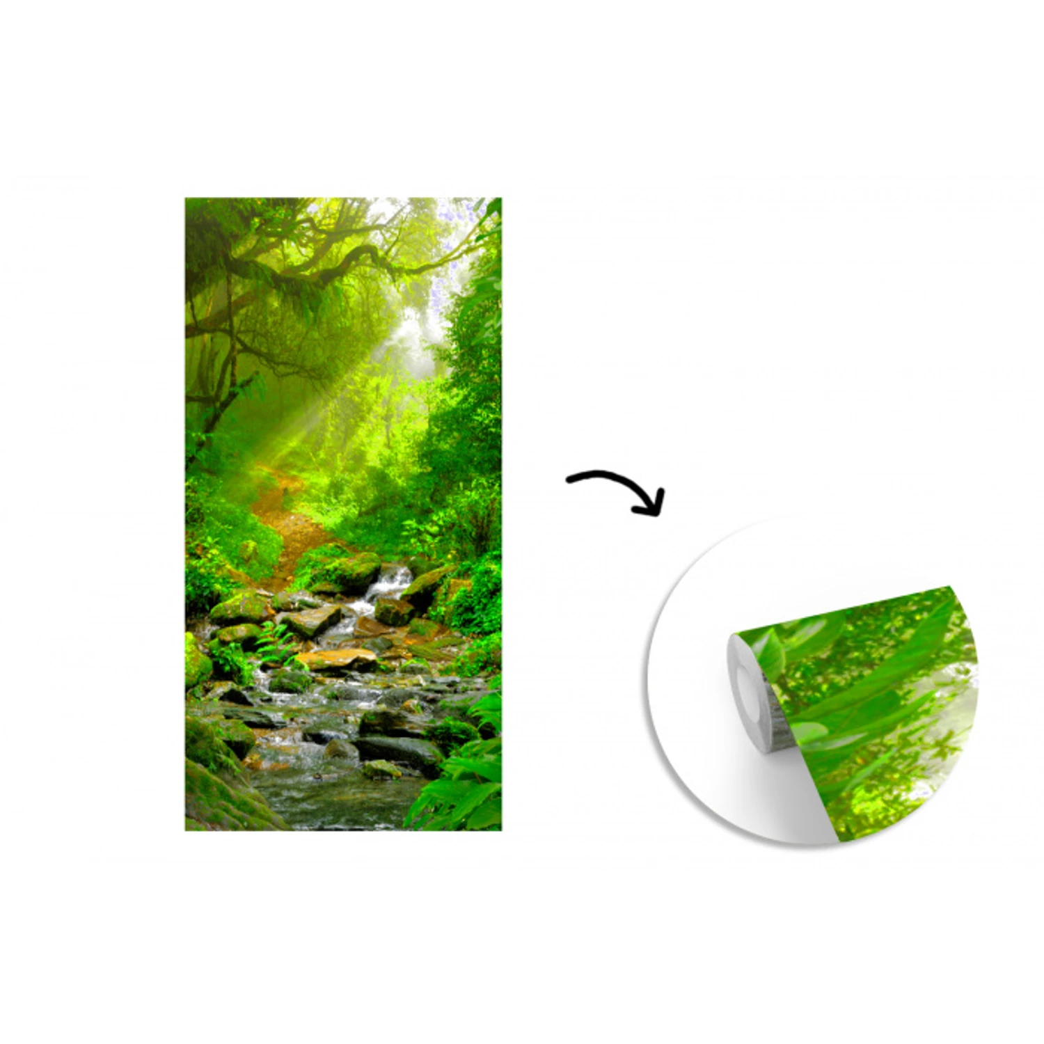 Jungle - Water - Bladeren - Zon - Natuur fotobehang vinyl groot -3d