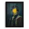 Koning - Portret - Druipende gele verf fotolijst zwart zonder passe partout klein -3d