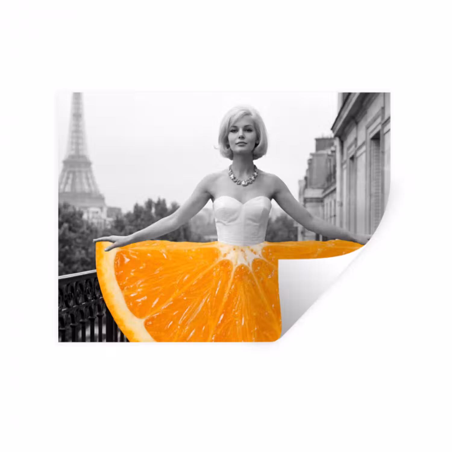 Wandtattoo – Orange - Eiffelturm - Frau
