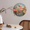 Bloemen - Watercolor - Kunst - Botanisch - Natuur Akoestische PET Vilt - Rond klein -sfeer3