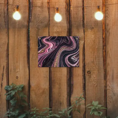 Marmerlook - Roze - Paars - Goud - Luxe - Marmer tuinposter los doek klein -sfeer1