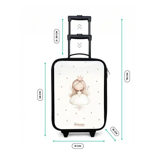 Ballerina prinses tussen beige stippen Kinderkoffer - Zwart klein -productfoto_formaten
