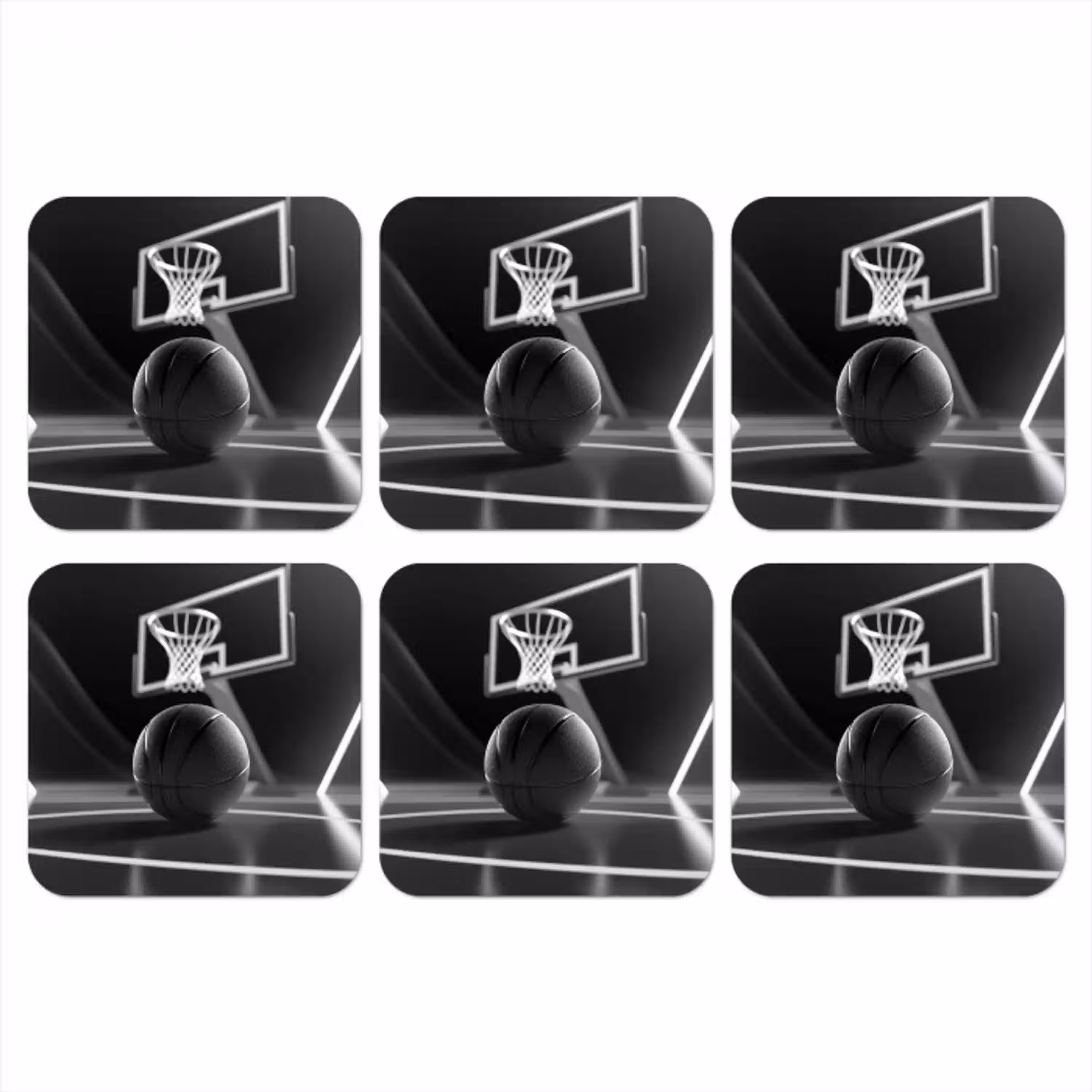 Basketbal - Basketbalveld - Lichtlijnen onderzetter kurk middel -3d