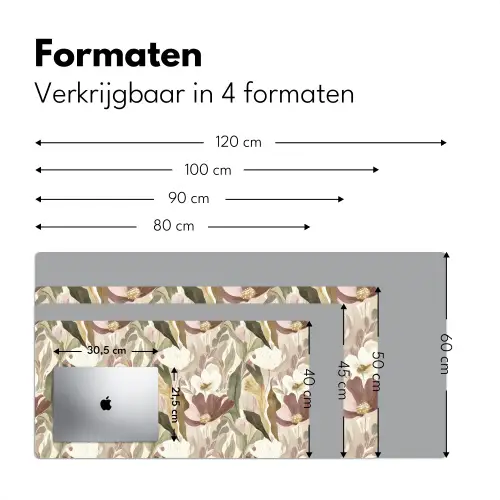 Bloemen - Aquarel - Kleurrijk Muismat XXL klein 681 -sfeer5