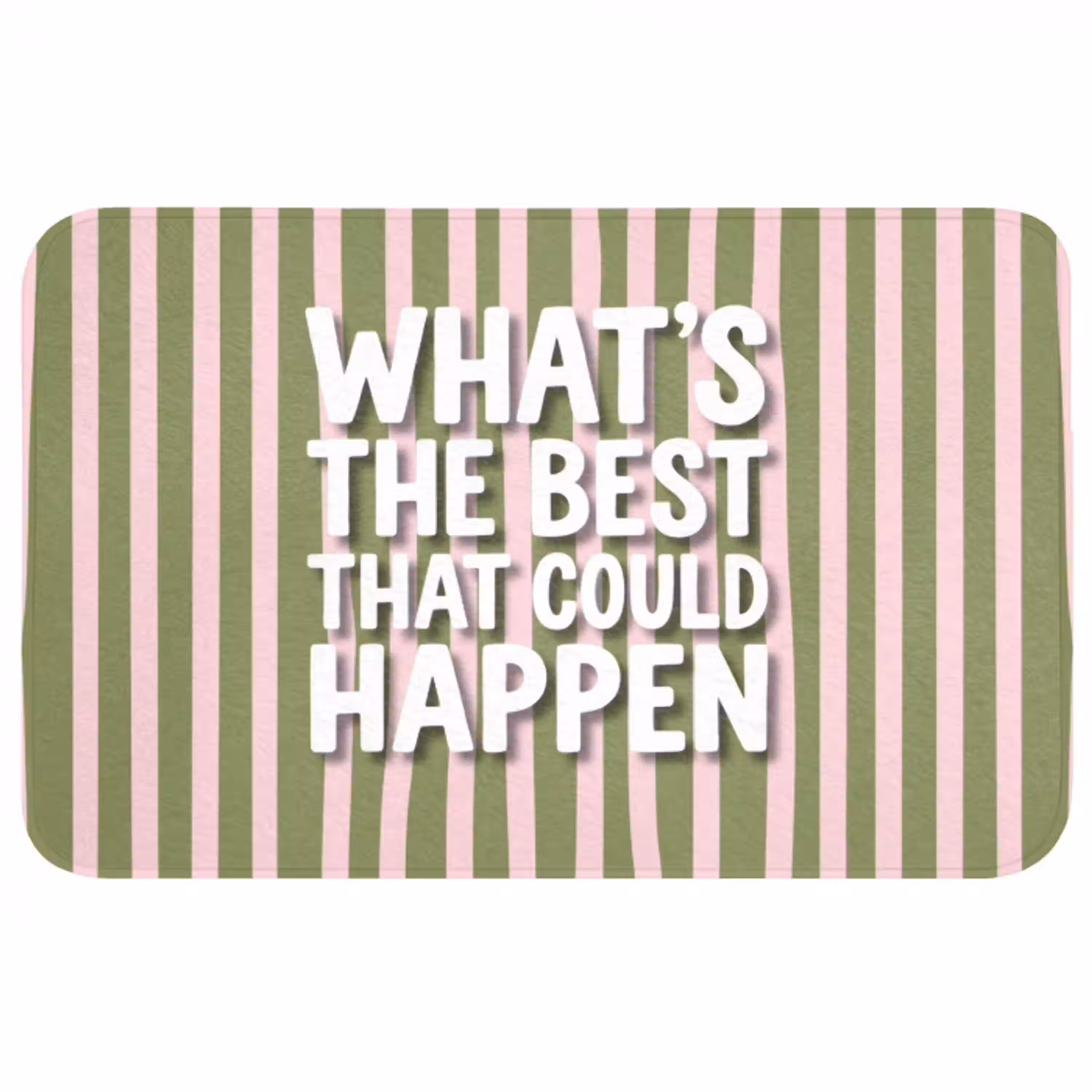 What's the best that could happen - Strepen - Groen - Roze Badmat middel -3d