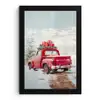 Auto - Rood - Cadeaus - Winter - Sneeuw - Kerst fotolijst zwart zonder passe partout klein -3d