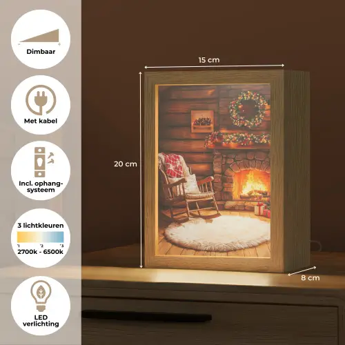 Winter - Kerst - Huis - Openhaard Light Box met kabel (Tafellamp) klein -USP_NL