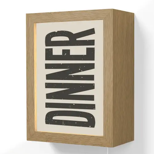 Eten - Vintage - Retro - Japandi Light Box met kabel (Wandlamp) klein -3d