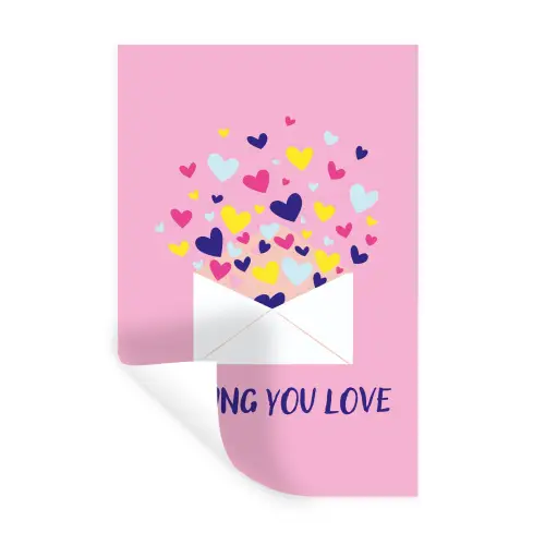 Envelop - Love - Hartjes - Valentijn Muursticker klein -3d